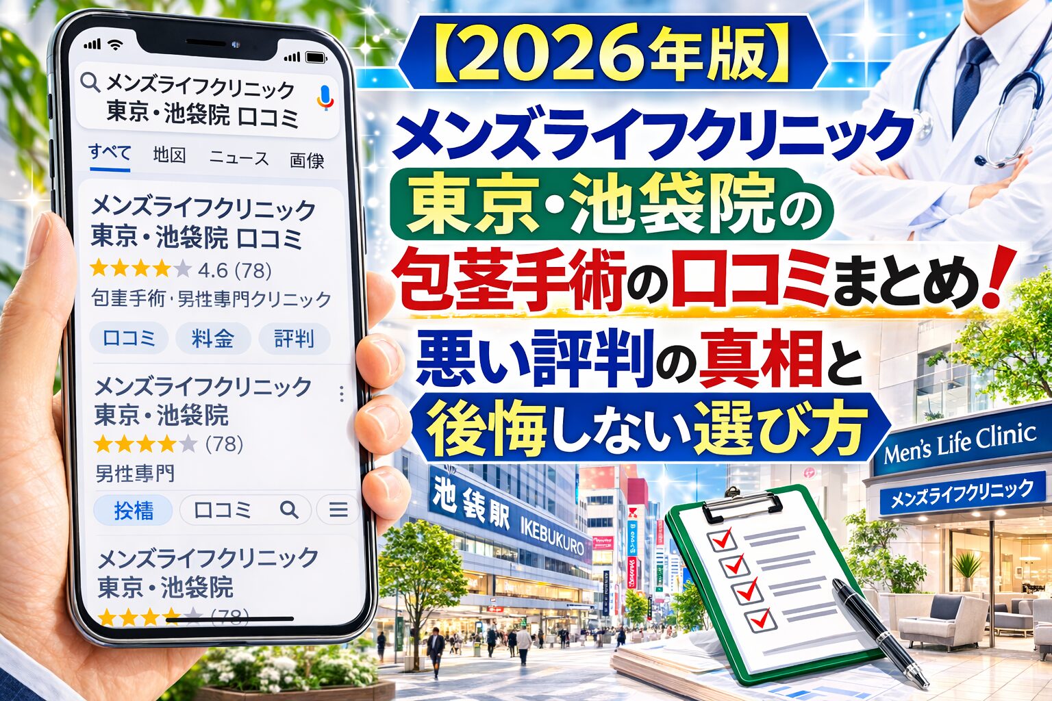 【2026年版】メンズライフクリニック東京・池袋院の包茎手術の口コミまとめ!悪い評判の真相と後悔しない選び方