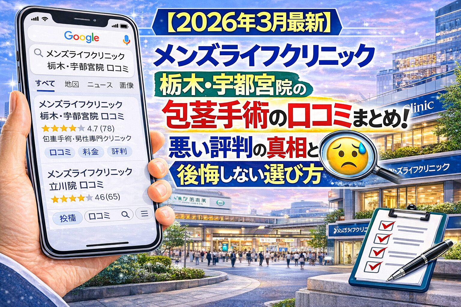 【2026年3月最新】メンズライフクリニック栃木・宇都宮院の包茎手術の口コミまとめ！悪い評判の真相と後悔しない選び方
