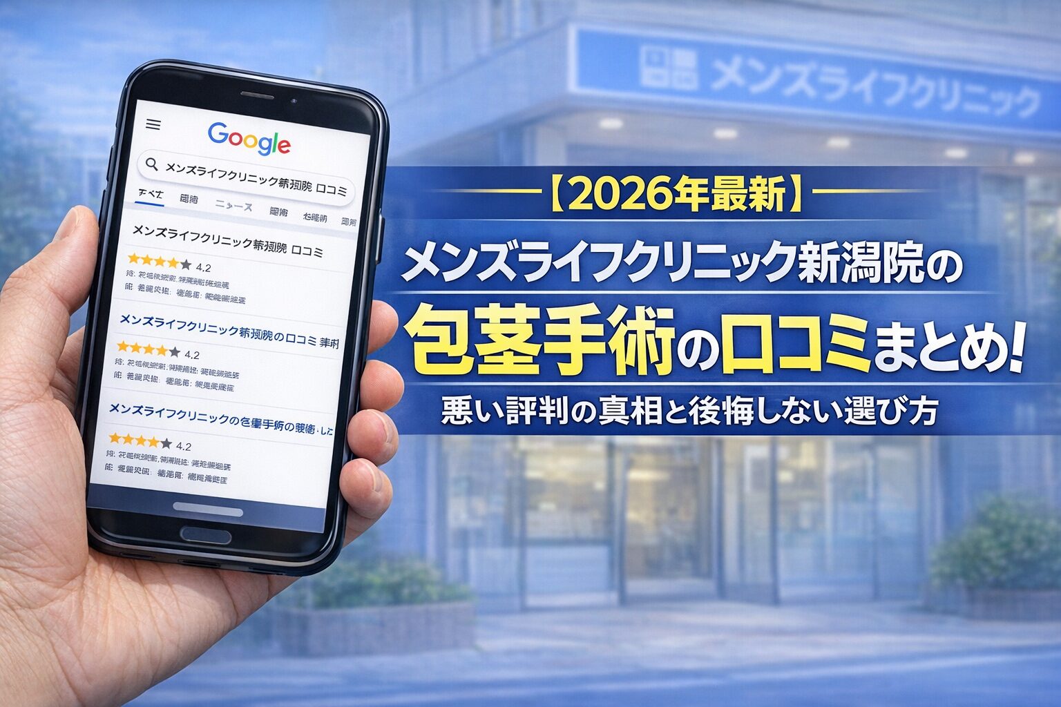 【2026年3月最新】メンズライフクリニック新潟院の包茎手術の口コミまとめ!悪い評判の真相と後悔しない選び方