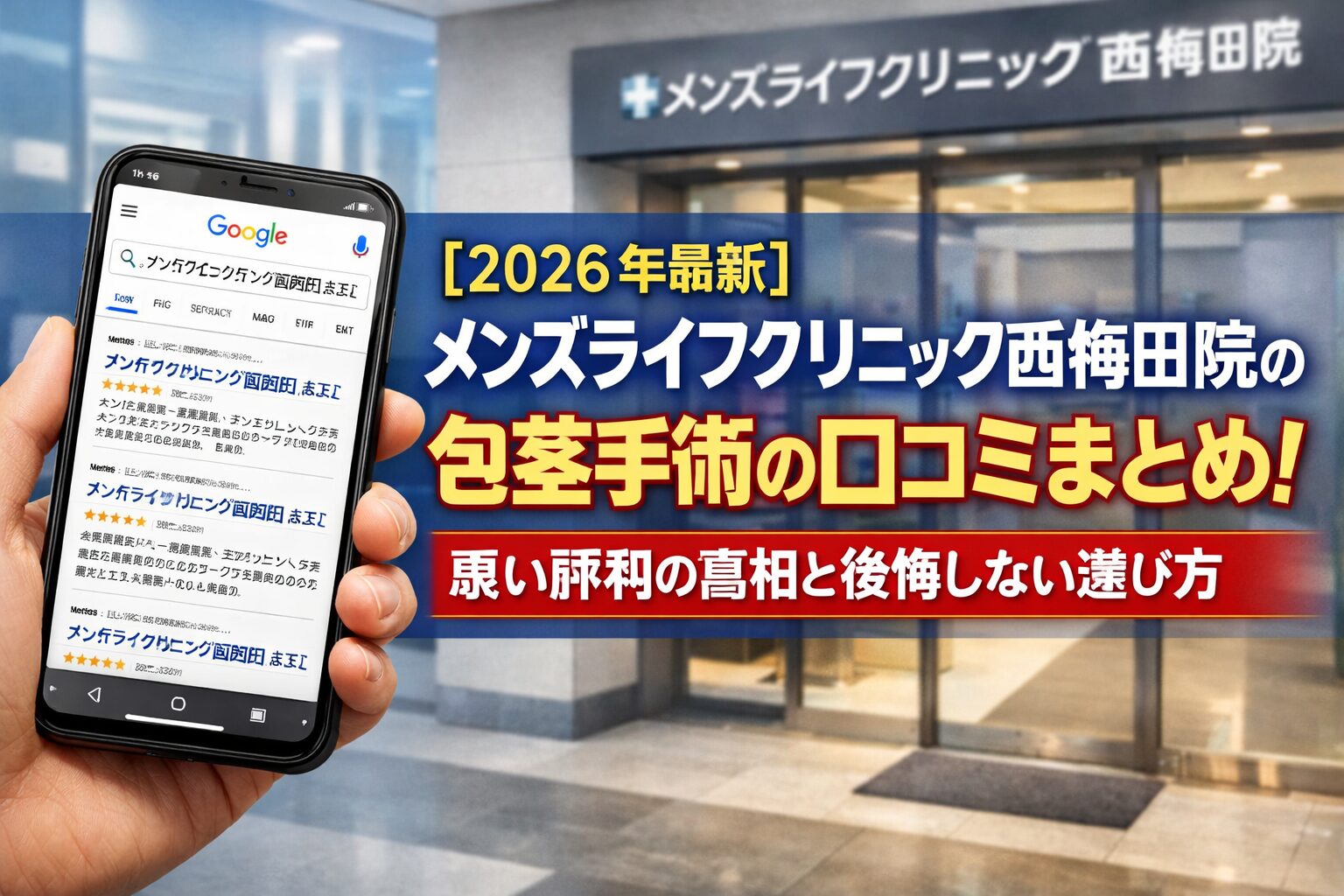 【2026年4月最新】メンズライフクリニック西梅田院の包茎手術の口コミはやばい?失敗しない料金と評判を5分で解説
