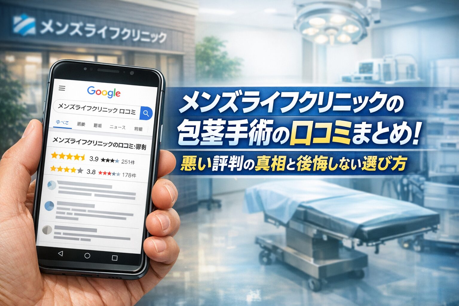 メンズライフクリニックの包茎手術の口コミまとめ！悪い評判の真相と後悔しない選び方