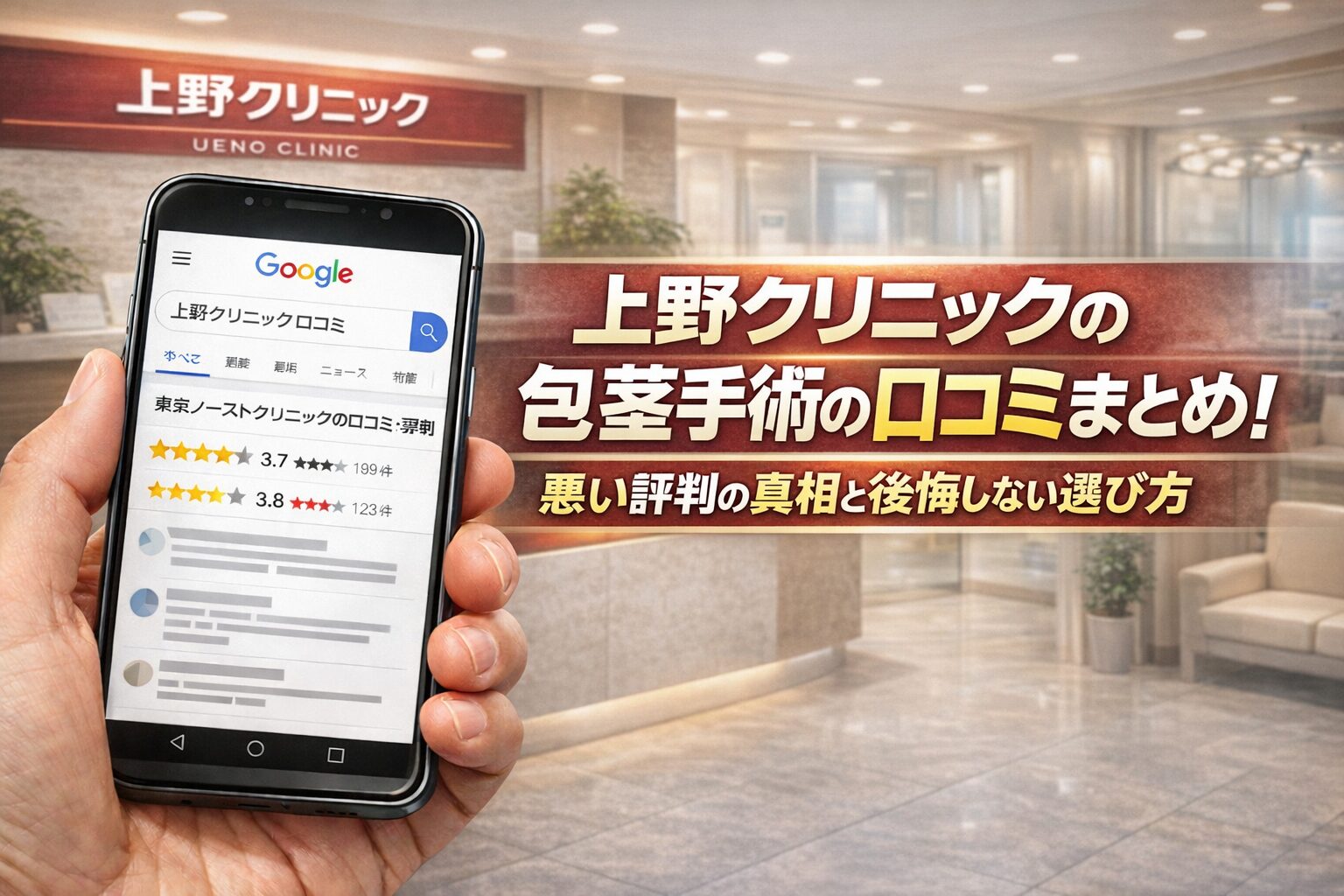 【2026年版】東京上野クリニックの包茎手術の口コミまとめ!悪い評判の真相と後悔しない選び方