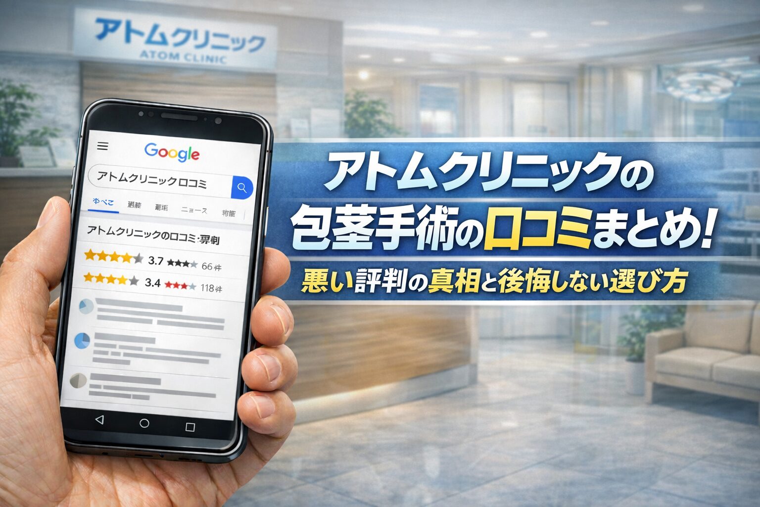 アトムクリニックの包茎手術の口コミまとめ!悪い評判の真相と後悔しない選び方