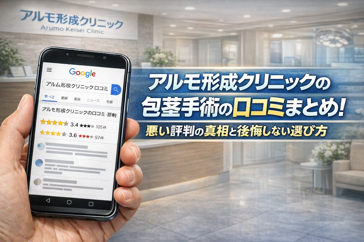 アルモ形成クリニックの包茎手術の口コミまとめ！悪い評判の真相と後悔しない選び方