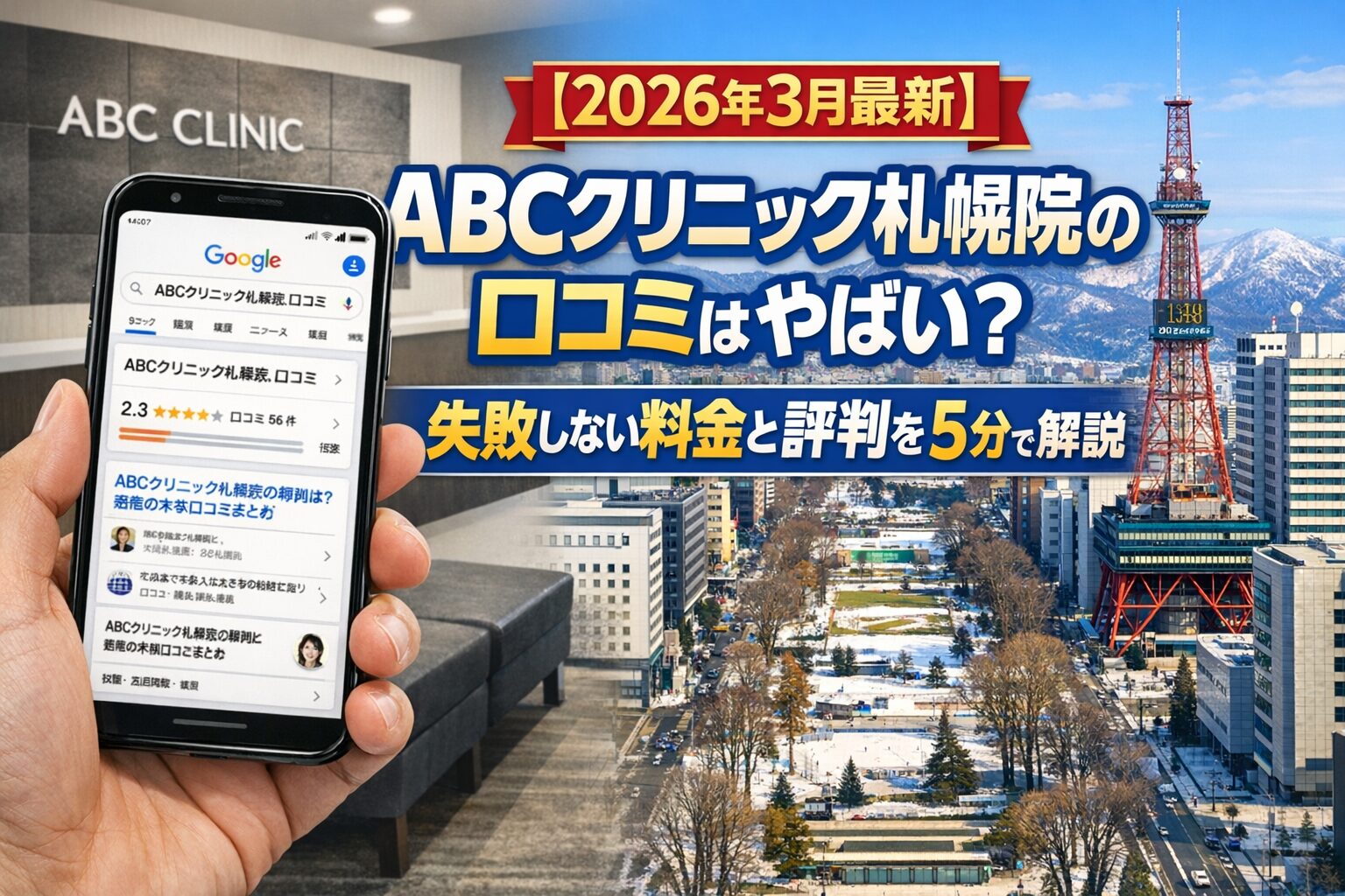 【2026年4月最新】ABCクリニック札幌院の口コミはやばい？失敗しない料金と評判を5分で解説