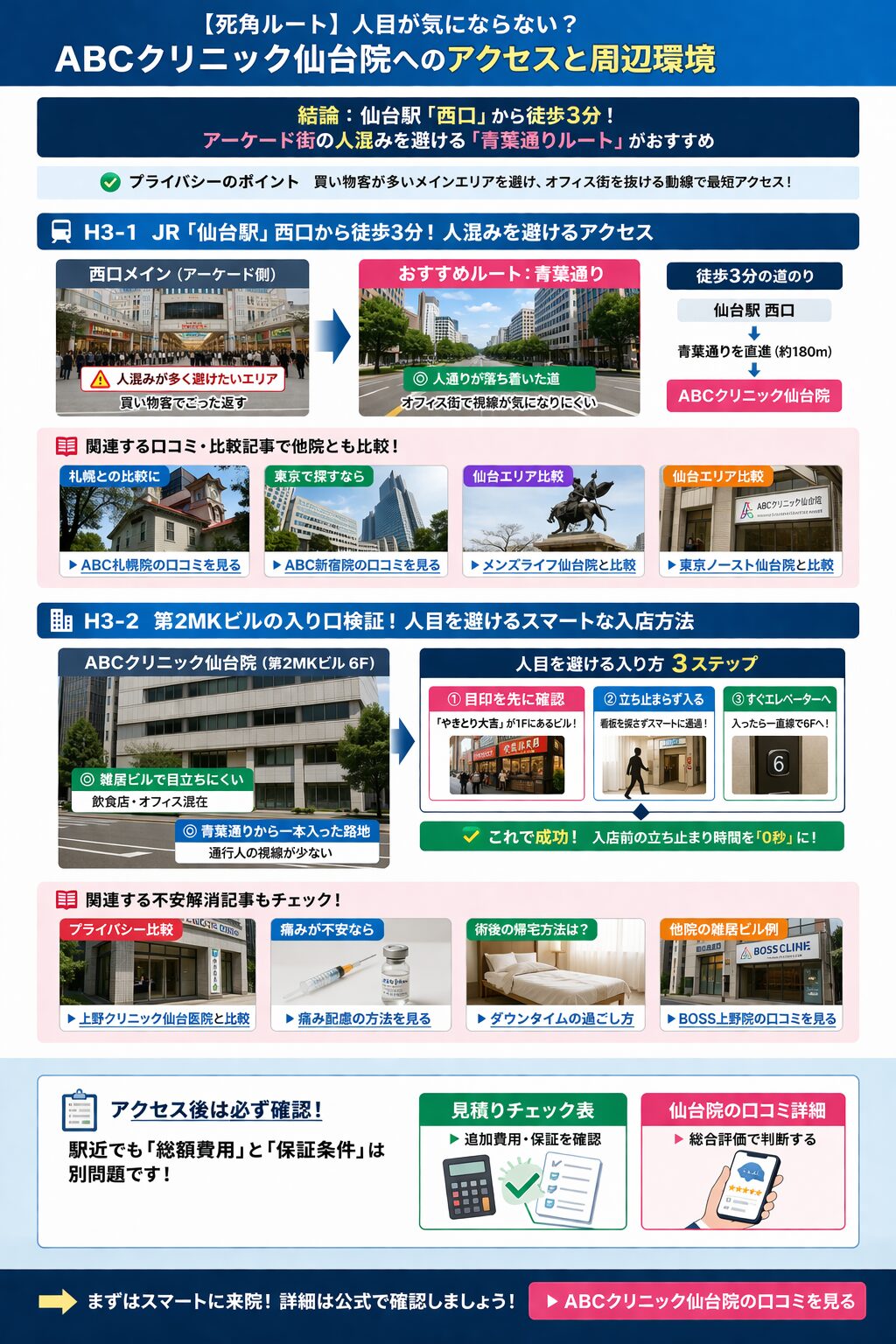 【死角ルート】人目が気にならない？ABCクリニック仙台院へのアクセスと周辺環境