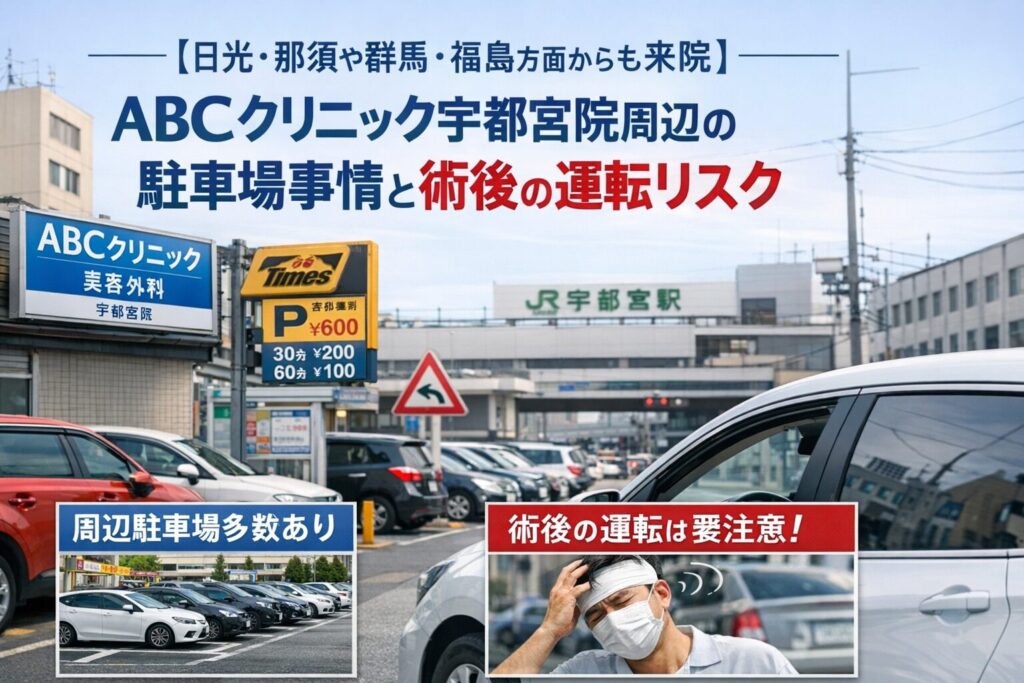 【日光・那須や群馬・福島方面からも来院】ABCクリニック宇都宮院周辺の駐車場事情と術後の運転リスク