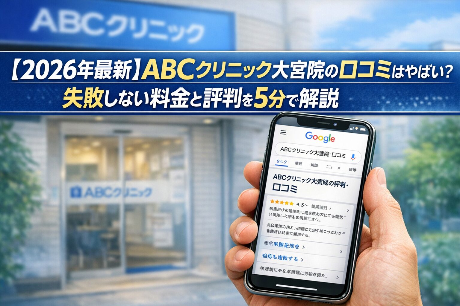 【2026年4月最新】ABCクリニック大宮院の口コミはやばい？失敗しない料金と評判を5分で解説