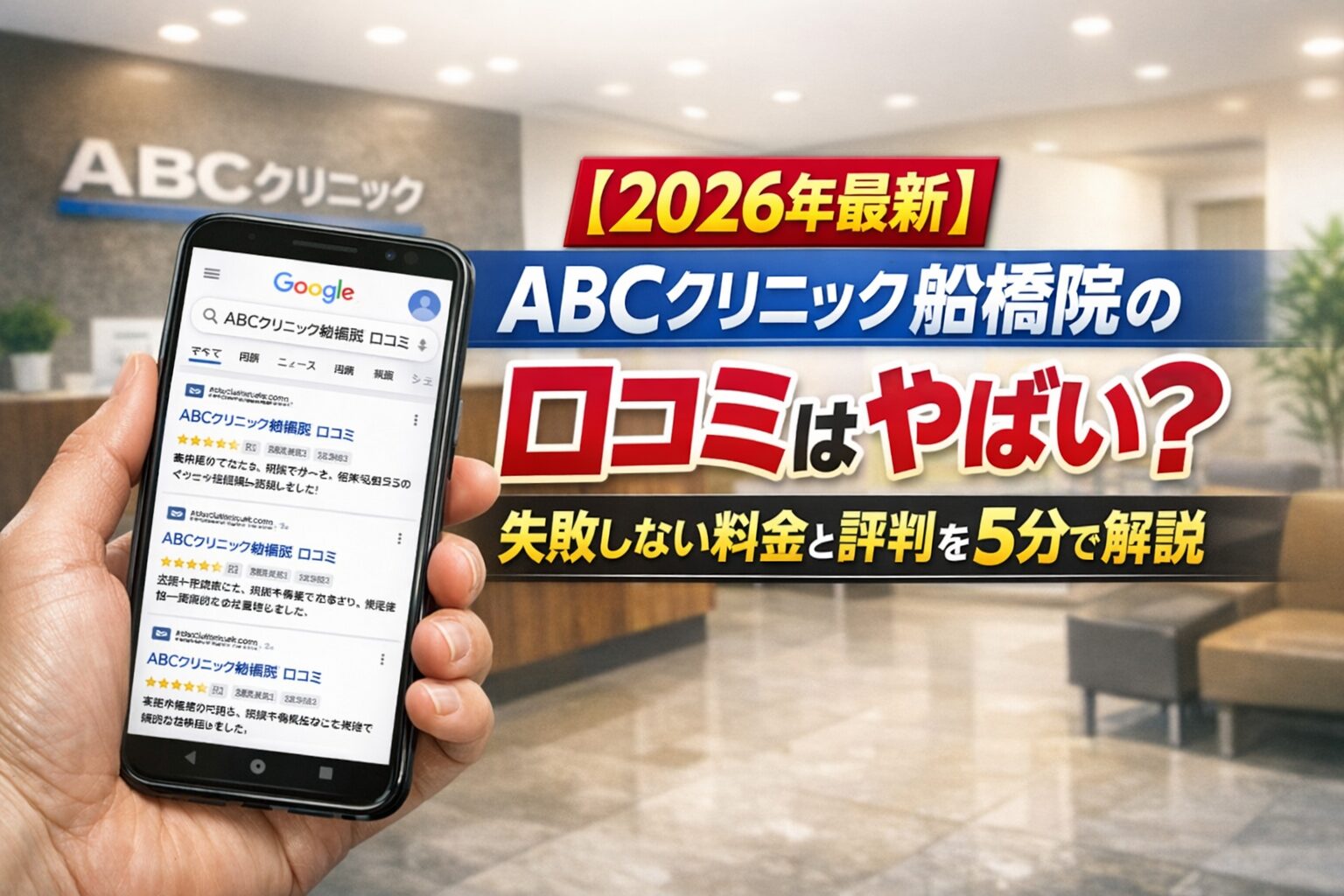 【2026年4月最新】ABCクリニック船橋院の口コミはやばい？失敗しない料金と評判を5分で解説