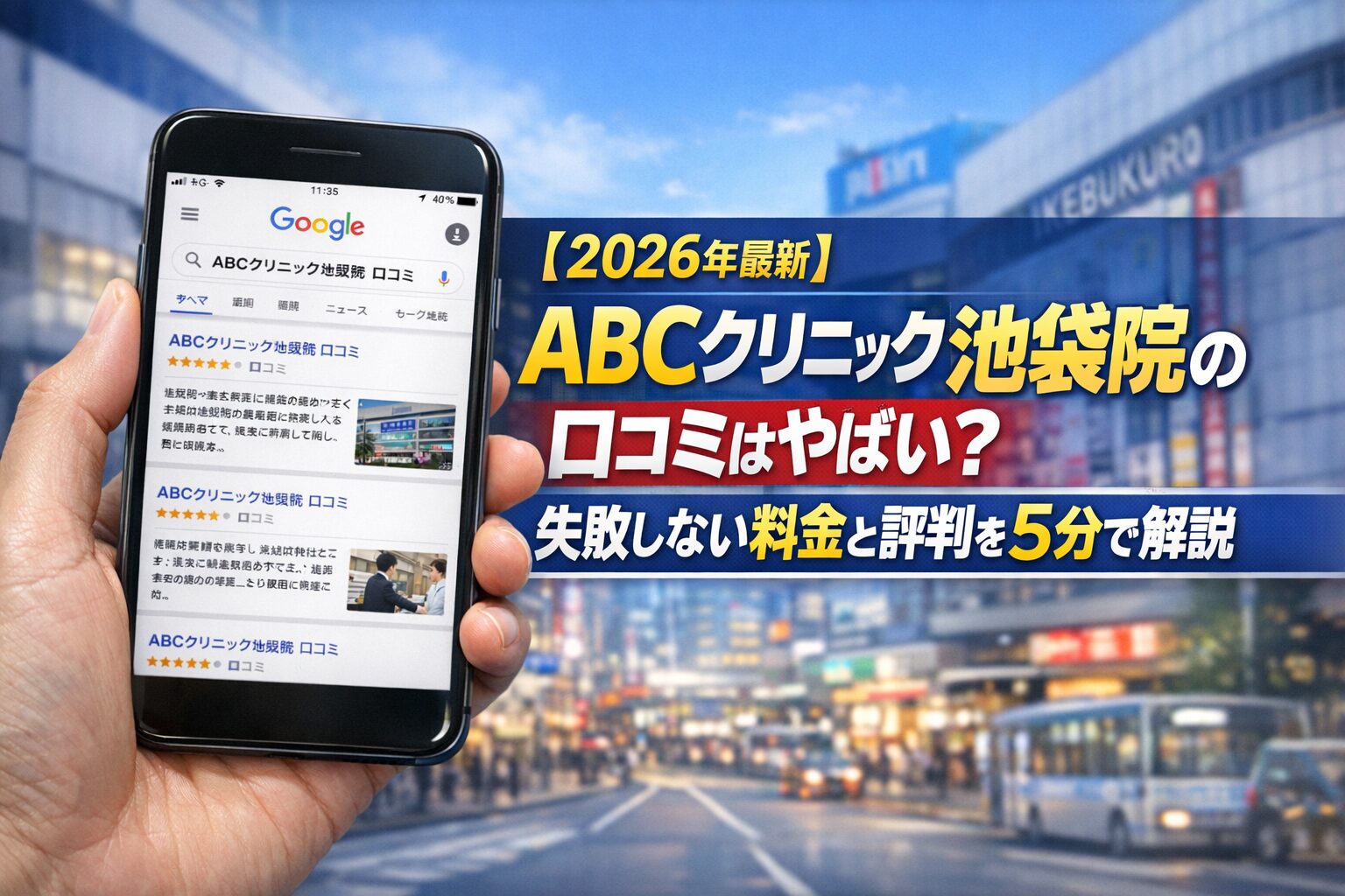 【2026年4月最新】ABCクリニック池袋院の口コミはやばい？失敗しない料金と評判を5分で解説