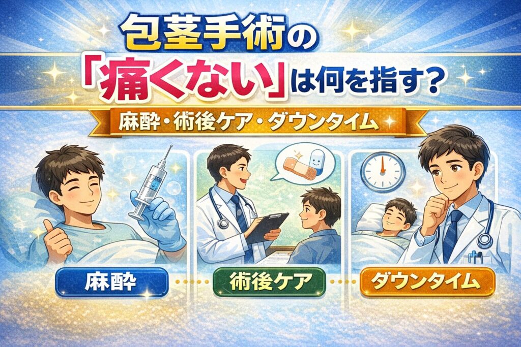 包茎手術の「痛くない」は何を指す？（麻酔・術後ケア・ダウンタイム）