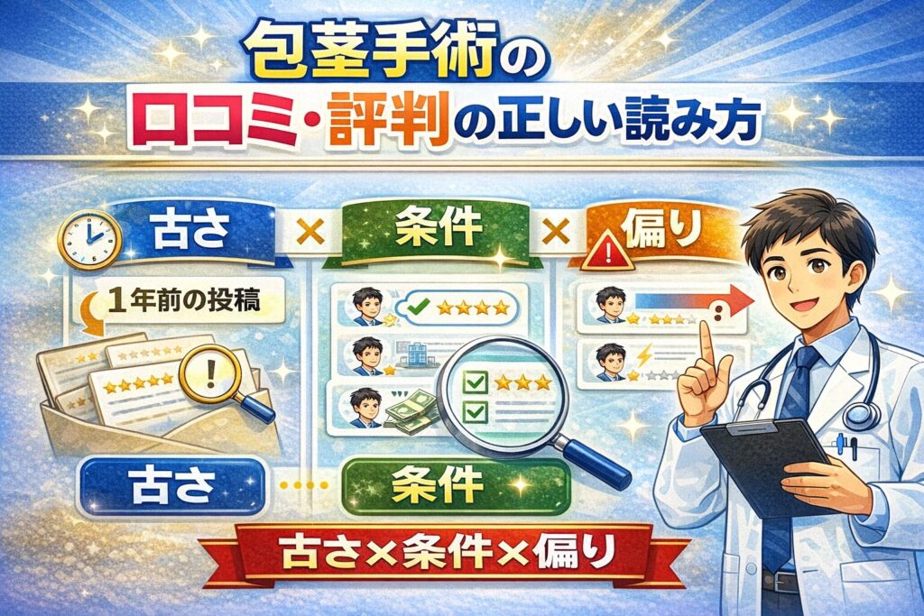 包茎手術の口コミ・評判の正しい読み方（古さ×条件×偏り）
