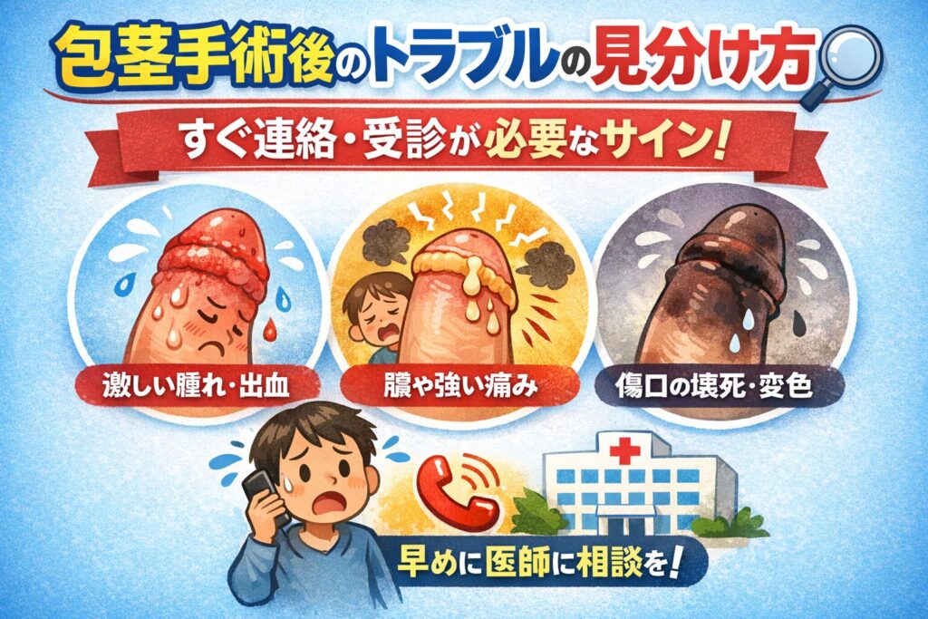 包茎手術後のトラブルの見分け方｜すぐ連絡・受診が必要なサイン