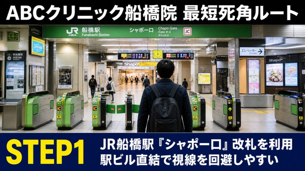 ステップ1:JR船橋駅「シャポー口」改札を利用