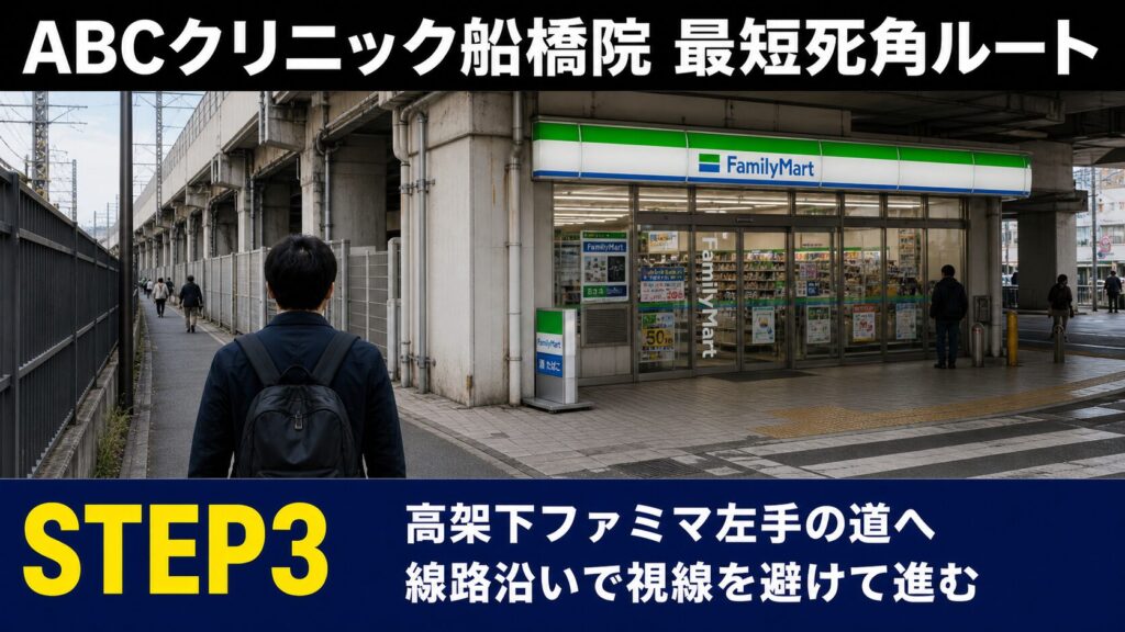 ステップ3:ファミリーマート(高架下)左手の道を進む