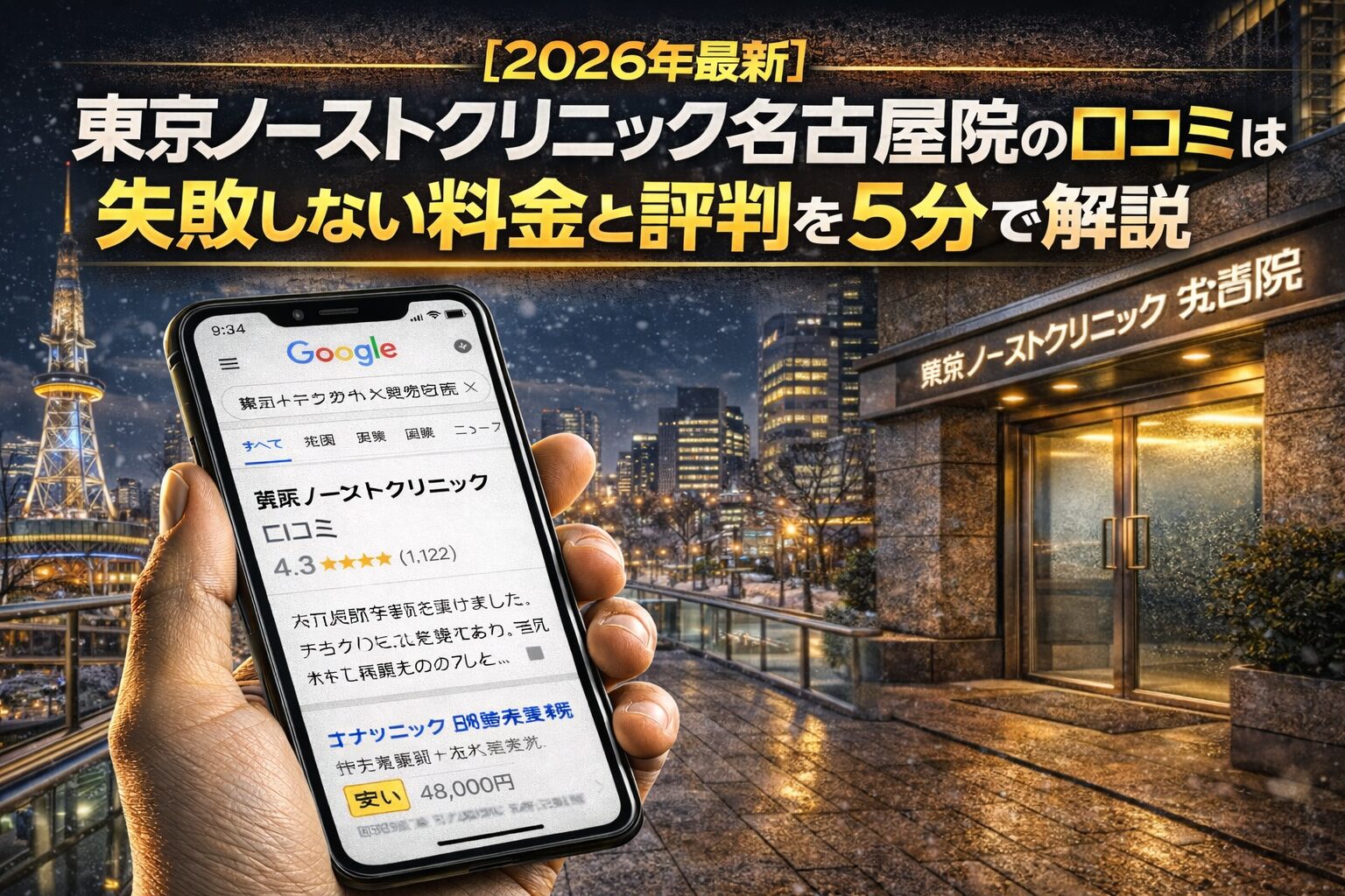 【2026年5月最新】東京ノーストクリニック名古屋院の口コミはやばい？失敗しない料金と評判を5分で解説
