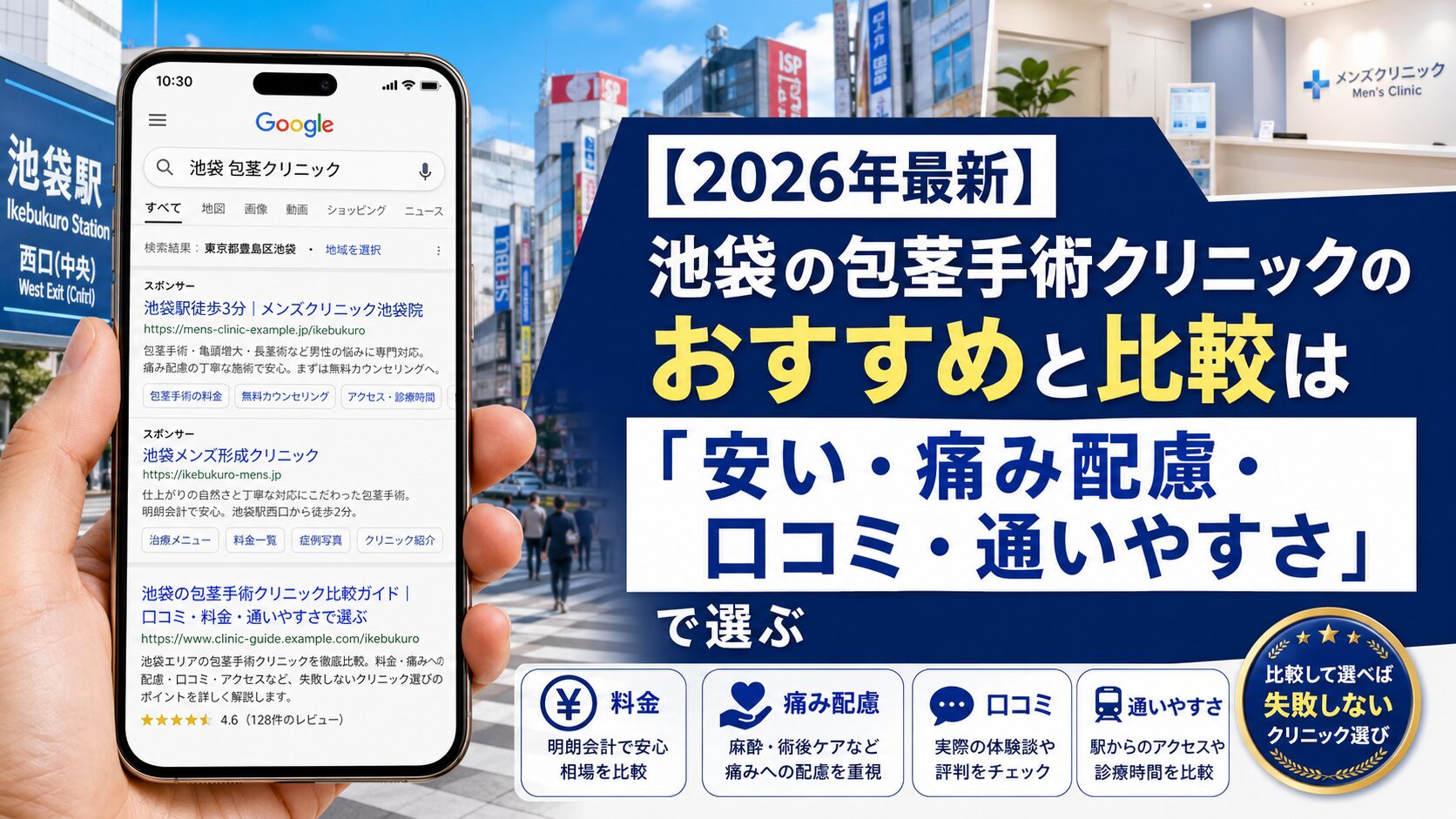 【2026年4月最新】池袋の包茎手術クリニックのおすすめと比較は「安い・痛み配慮・口コミ・通いやすさ」で選ぶ