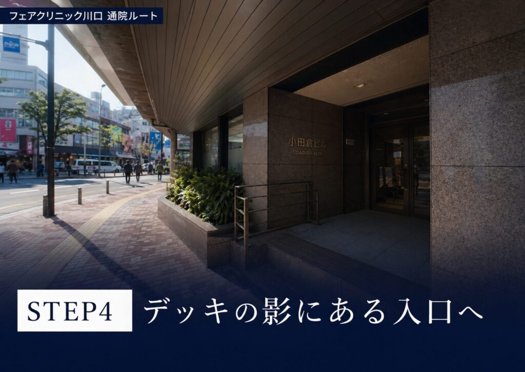 「JR川口駅東口 徒歩1分」でも知り合いに会わないフェアクリニック川口への通院ルート4