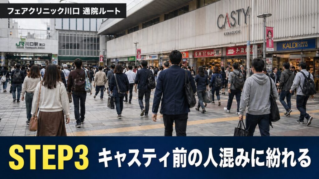 【川口駅前ハック】キュポ・ラやキャスティの雑踏を利用するフェアクリニック川口への通院の死角ルート