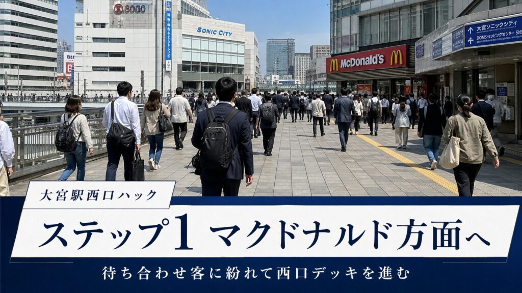 ステップ1:デッキ中央の「マクドナルド」方面を目指す