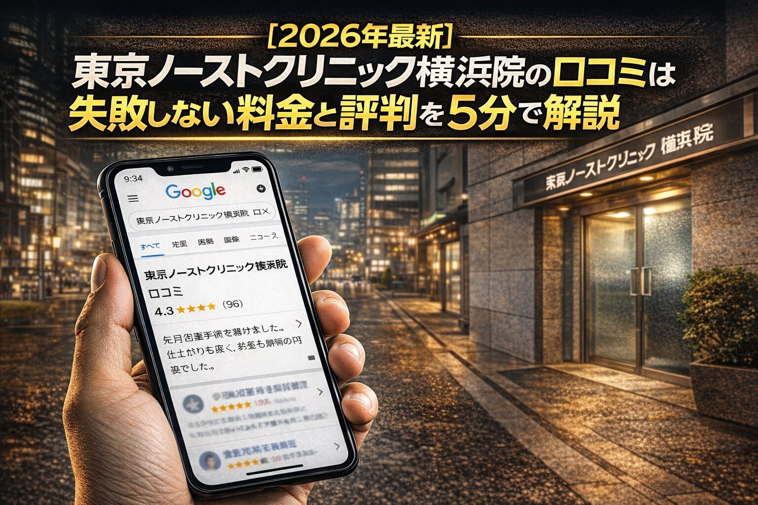 【2026年4月最新】東京ノーストクリニック横浜院の口コミはやばい？失敗しない料金と評判を5分で解説