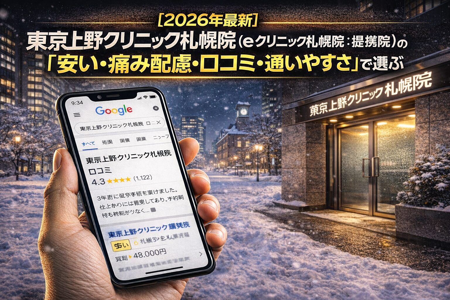 【2026年5月最新】東京上野クリニック札幌院（eクリニック札幌院：提携院）の口コミはやばい？失敗しない料金と評判を5分で解説