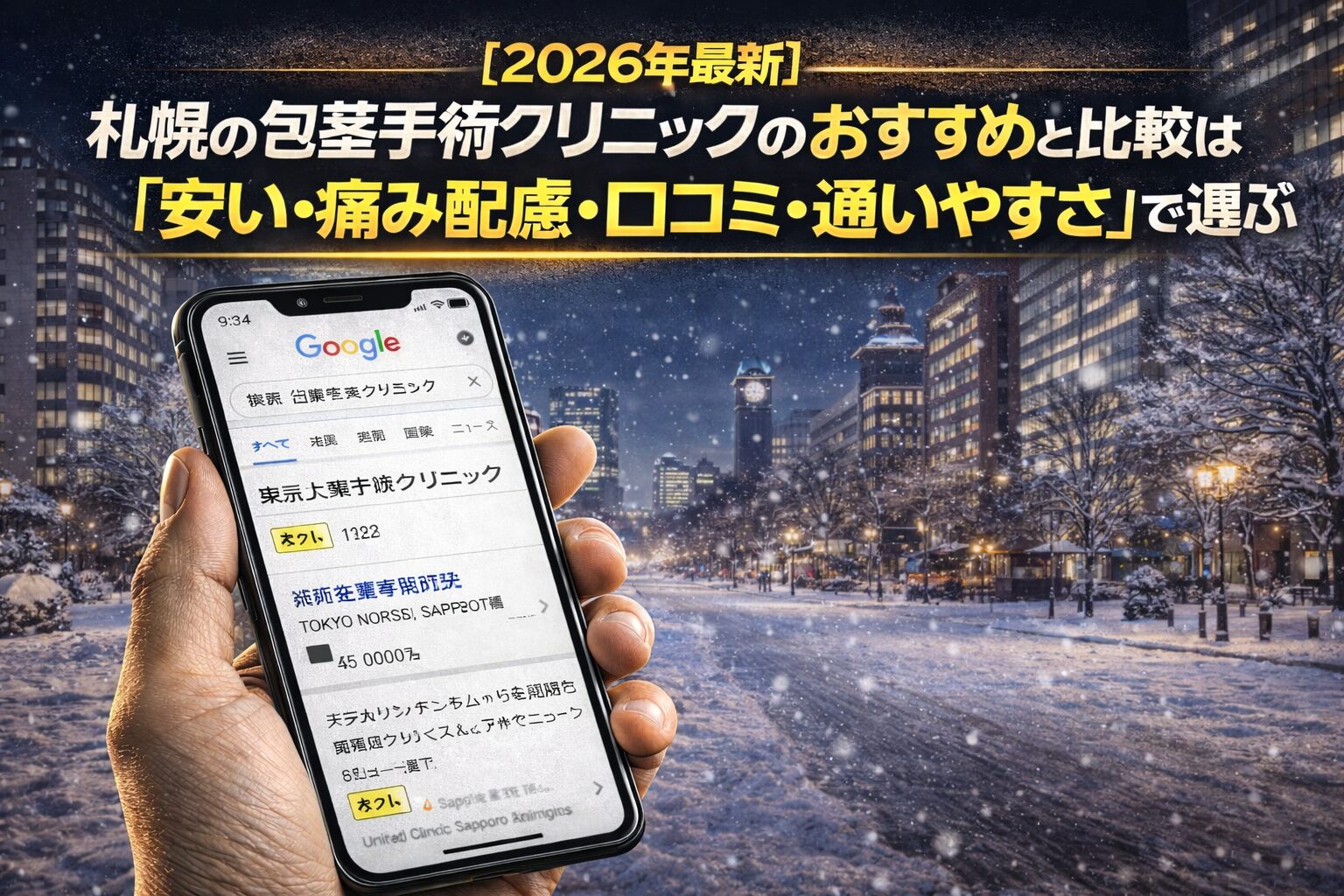 【2026年4月最新】札幌の包茎手術クリニックのおすすめと比較は「安い・痛み配慮・口コミ・通いやすさ」で選ぶ